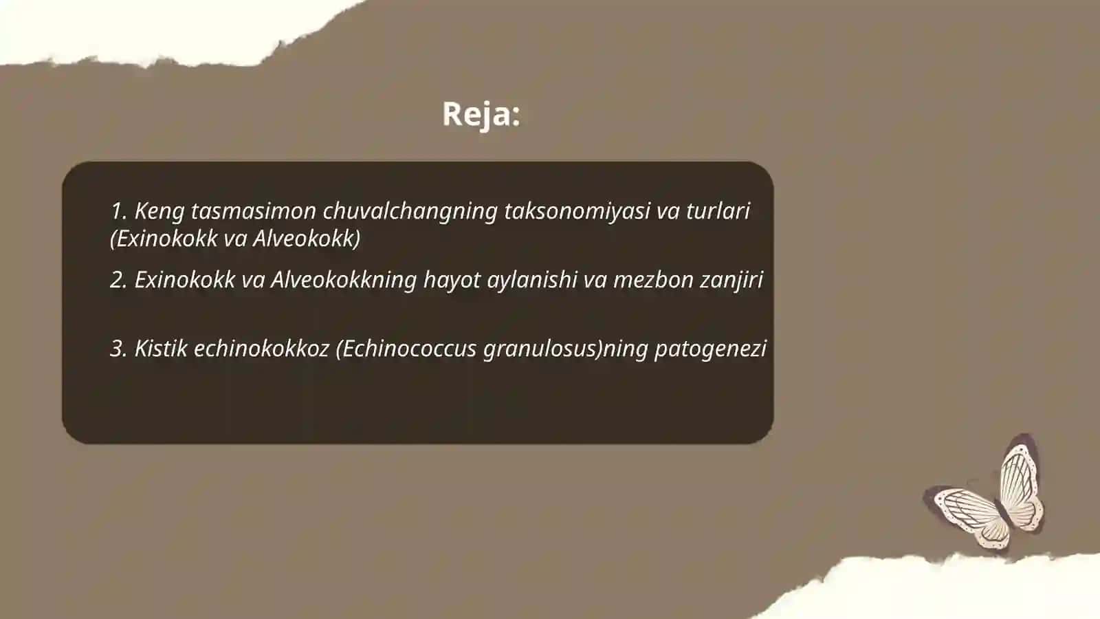 Keng tasmasimon chuvalchang. Exinokokk va Alveokokk 2