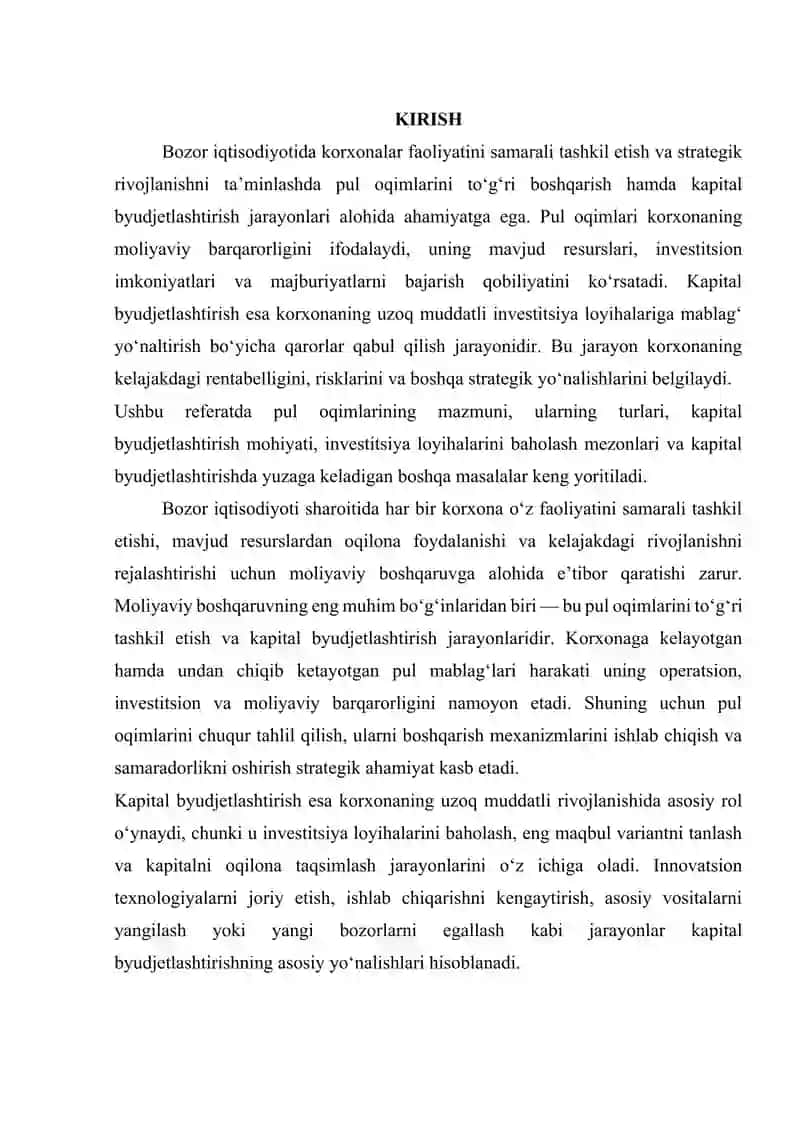 Pul oqimlari va kapital byudjetlashtirishning boshqa masalalari 2