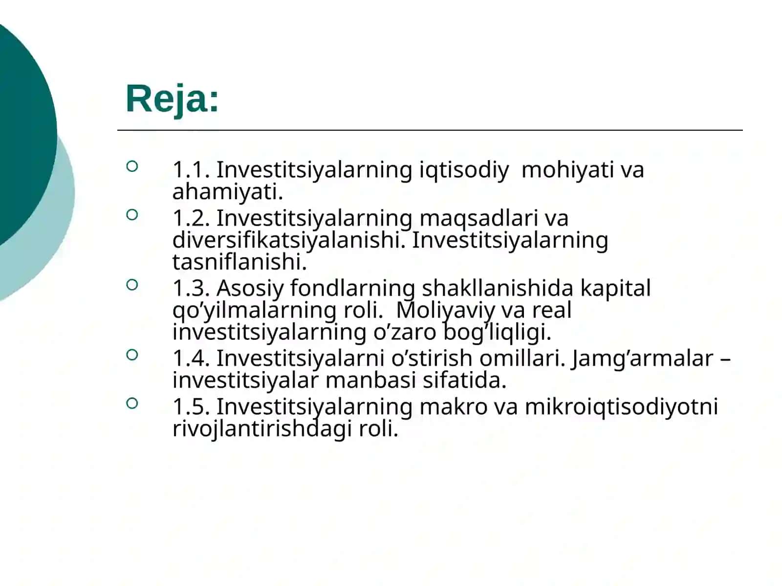 Investitsiyalarning iqtisodiy mazmuni va mohiyati 2