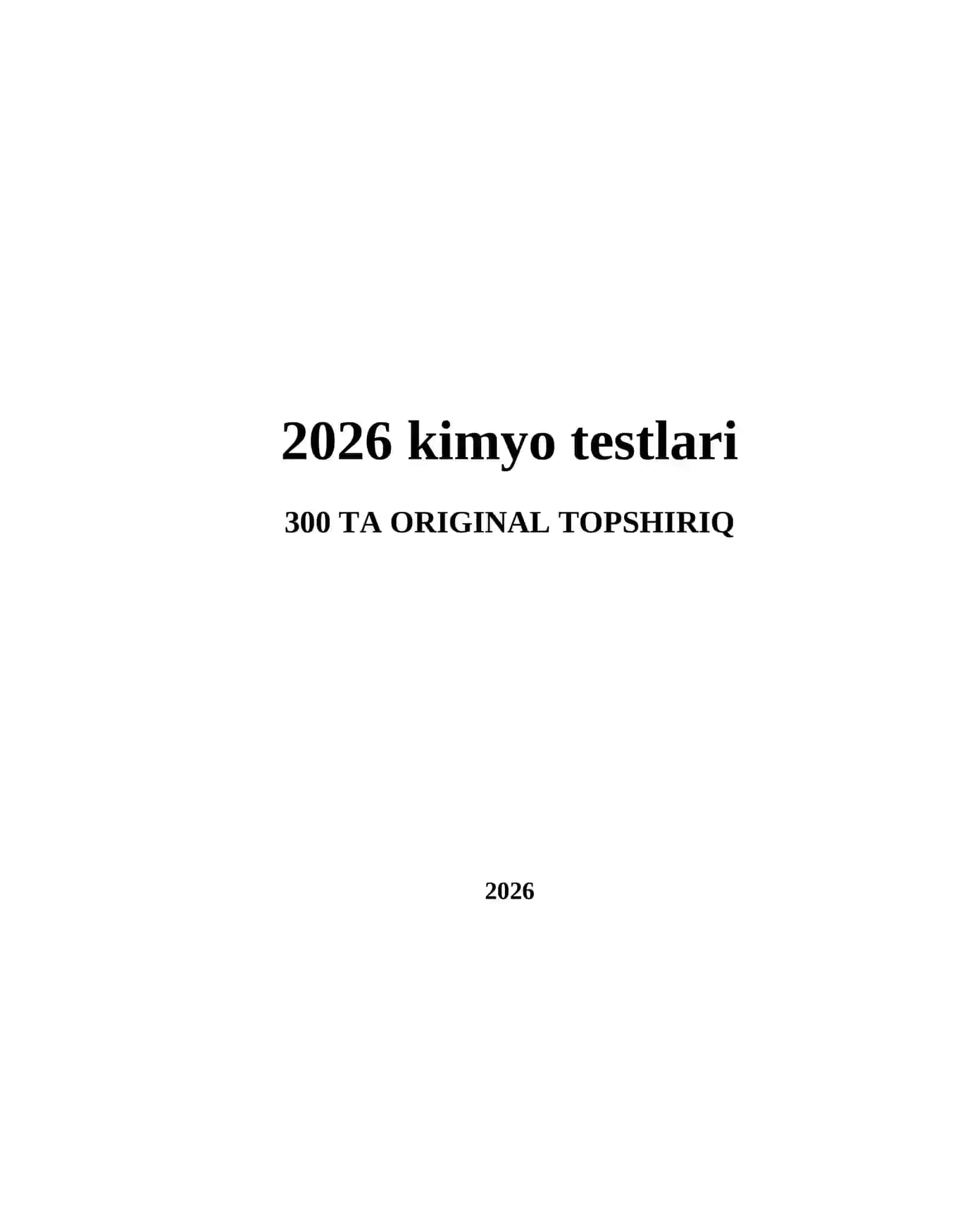 2026 kimyo testlari 2