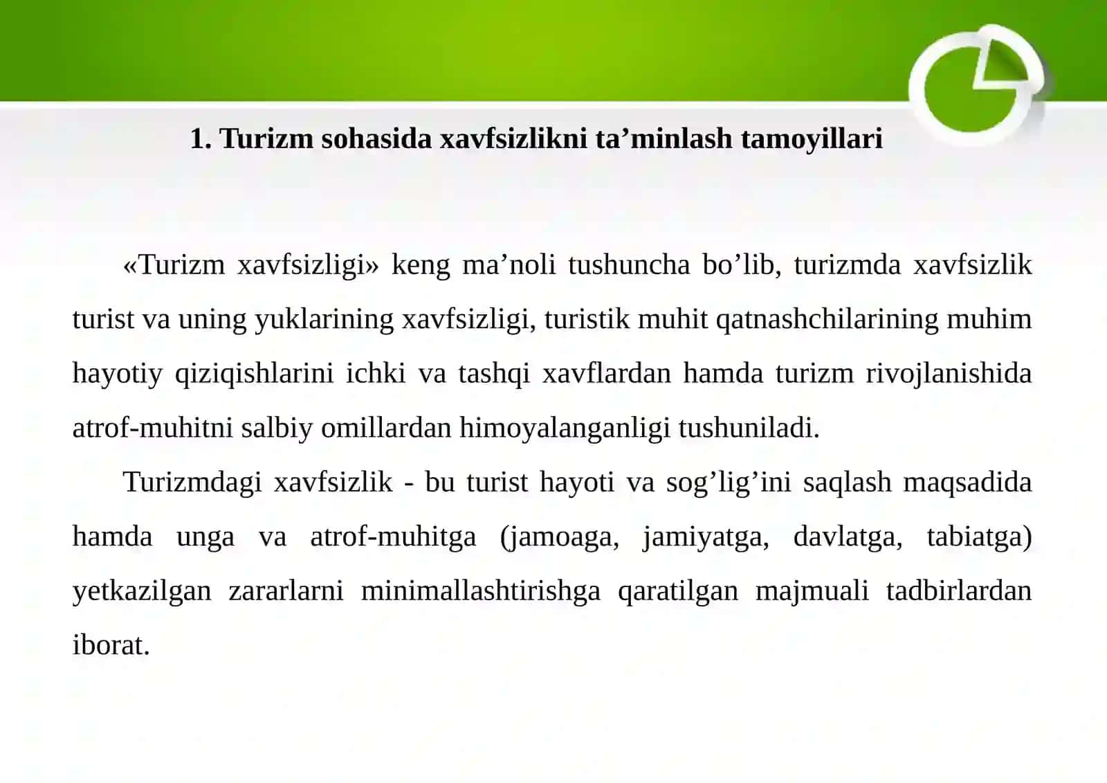 Turizm sohasida xavfsizlikni ta’minlash tamoyillari 2