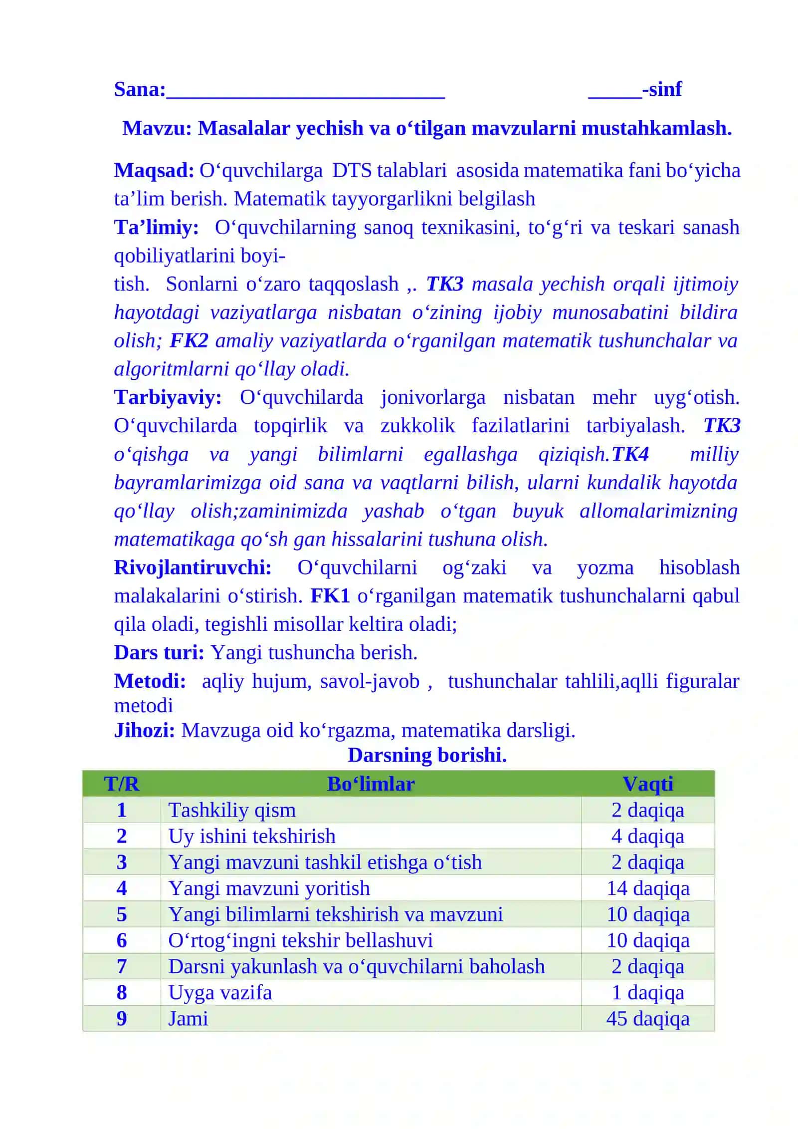2-sinf matematika Masalalar yechish va o'tilganlarni mustahkamlash 116-mavzu dars ishlanma 2
