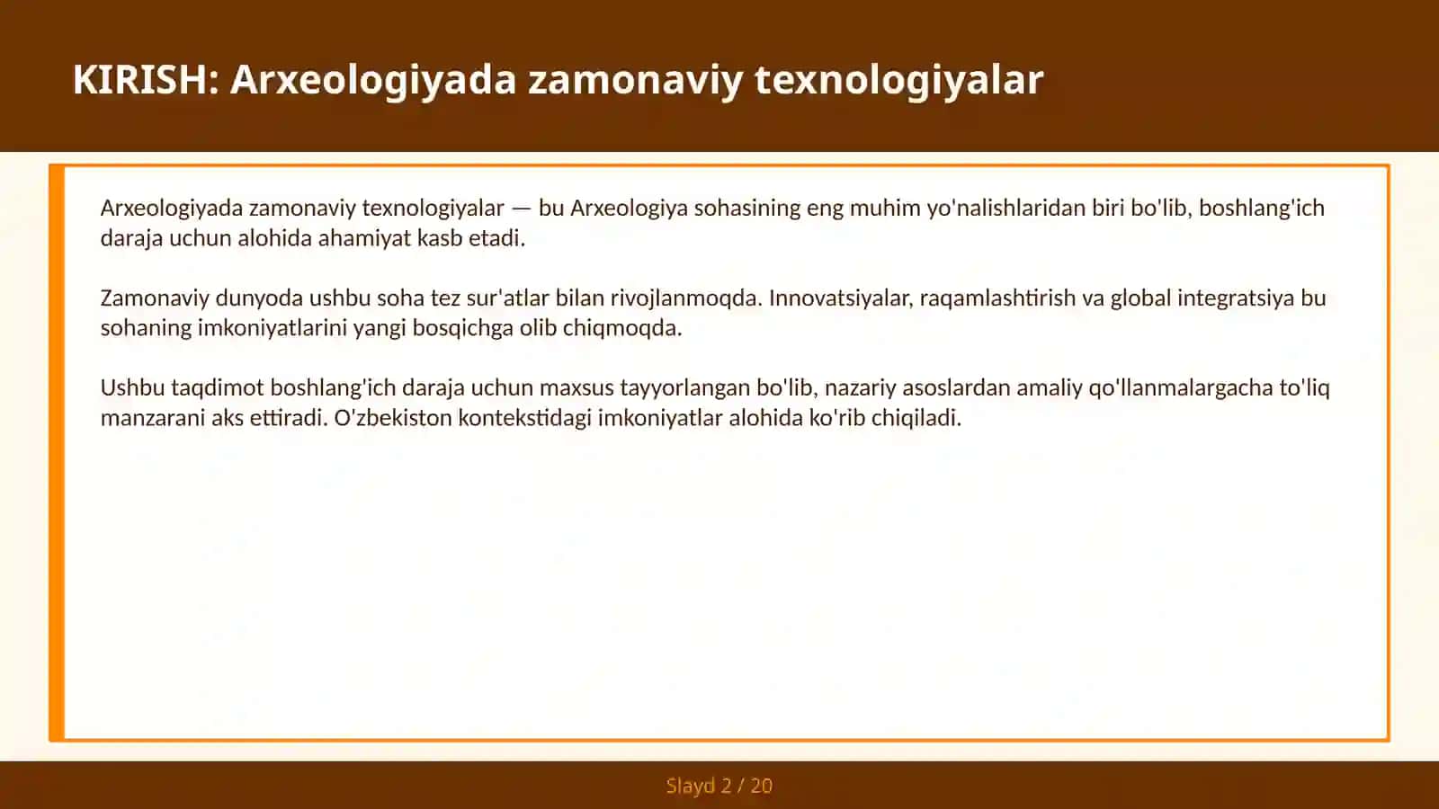 Arxeologiyada zamonaviy texnologiyalar 2