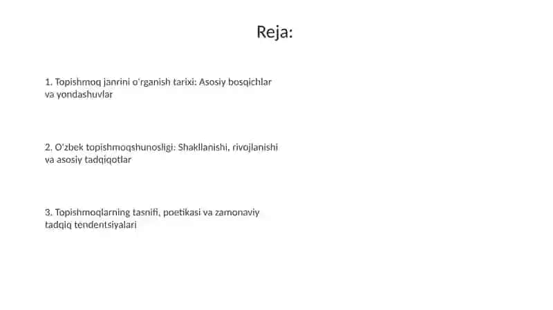 Topishmoq janrining o'rganish tarixidan 2