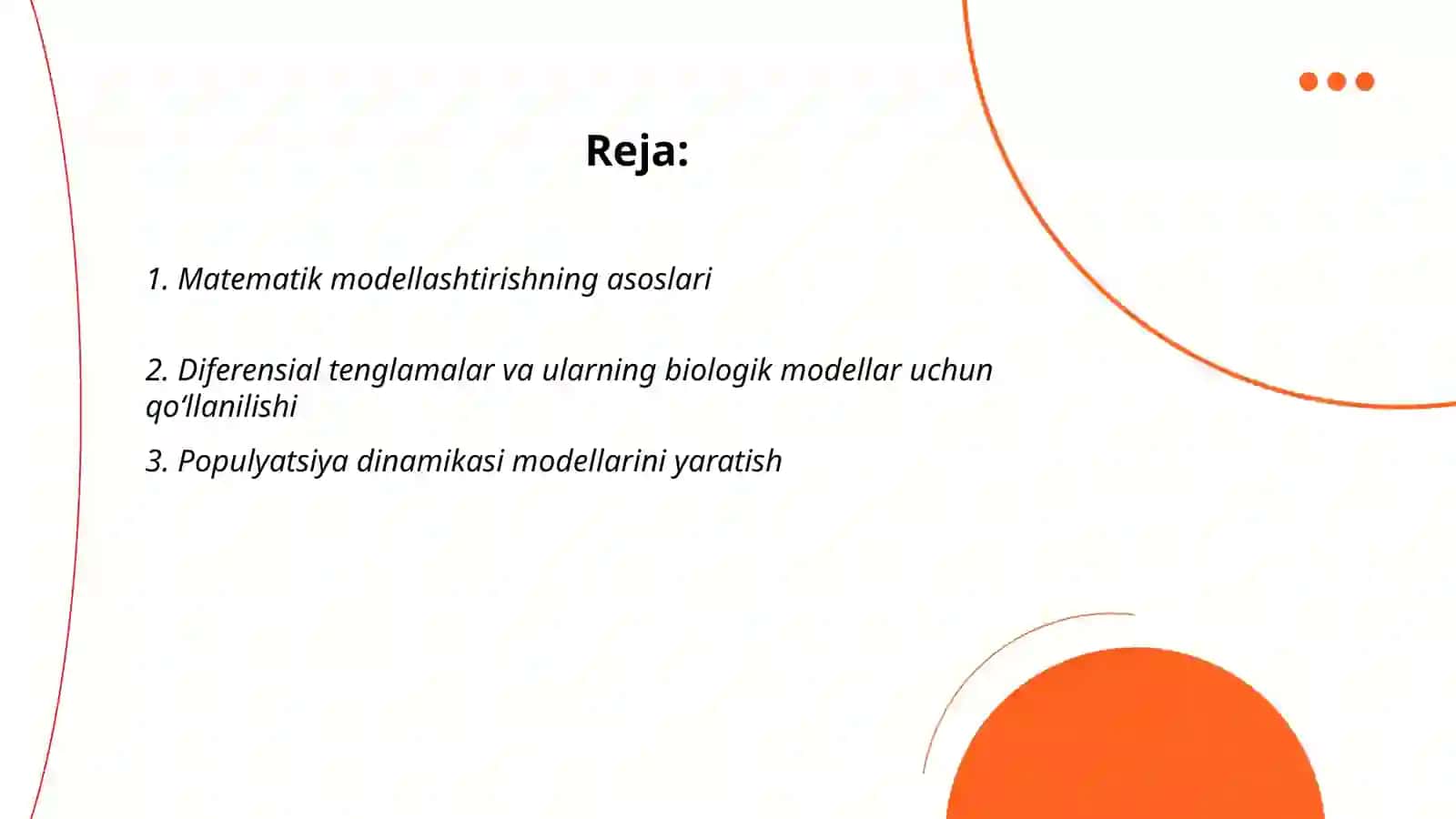 Tibbiy biologik masalalarni yechish algoritmlarini matematik modellashtirish 2