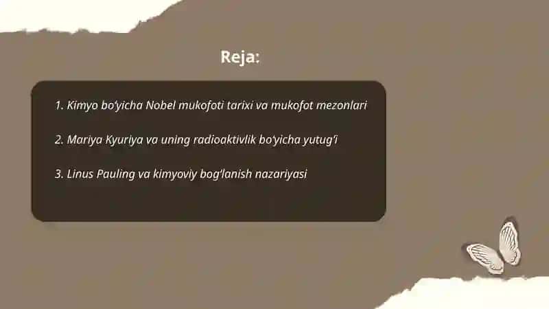 Kimyo sohasidagi Nobel mukofati sovrindorlari va yutuqlar 2