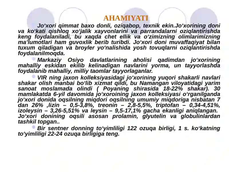 JO‘XORI BIOLOGIYASI VA YETISHTIRISH TEXNOLOGIYASI 2