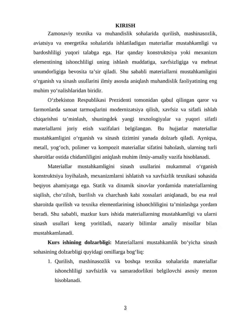 Materriallar deformatsiyasining tajriba asosida aniqlanishi 2