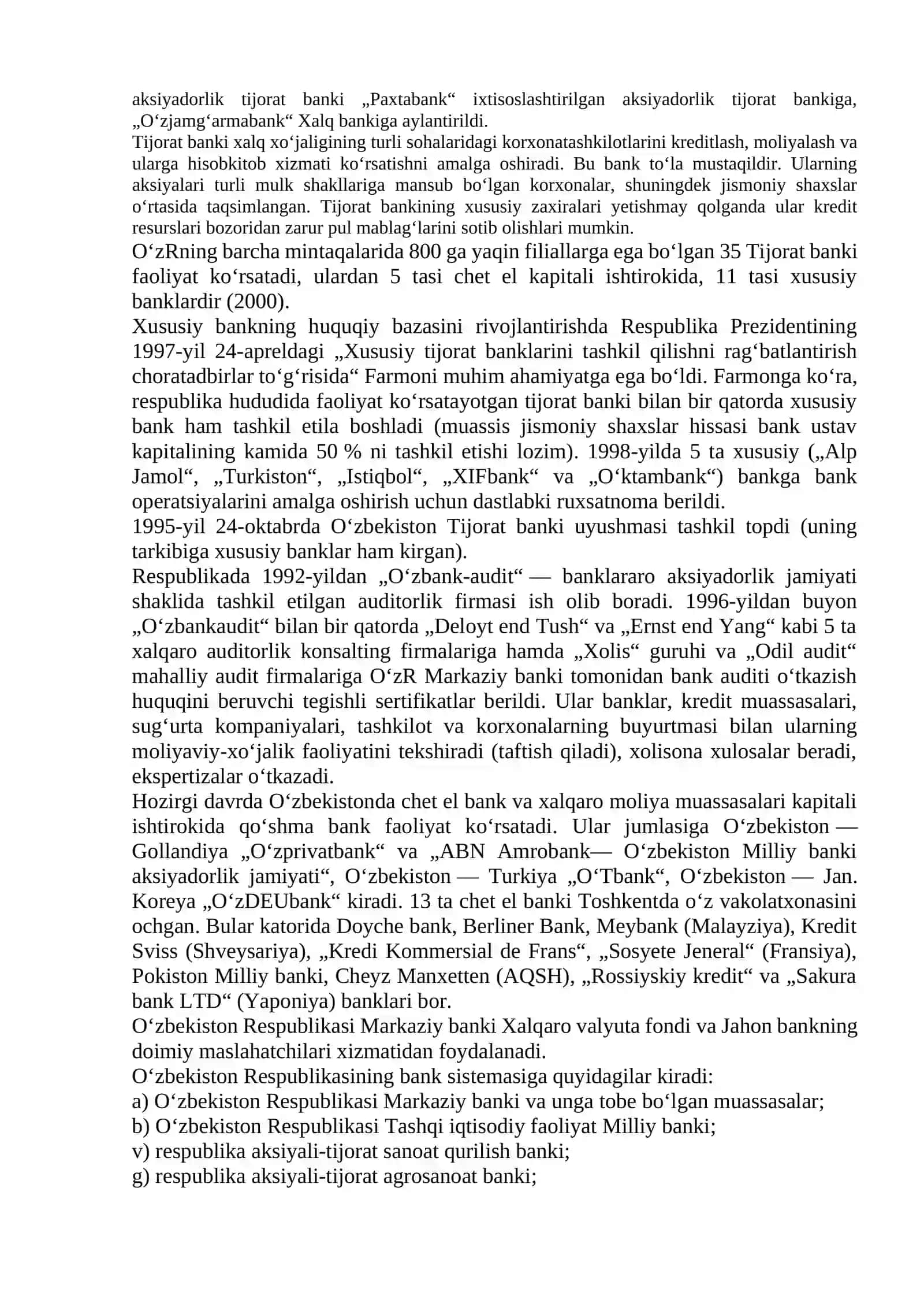 O‘zbekiston Respublikаsi bаnk tizimi tushunchasi tuzilishi 2