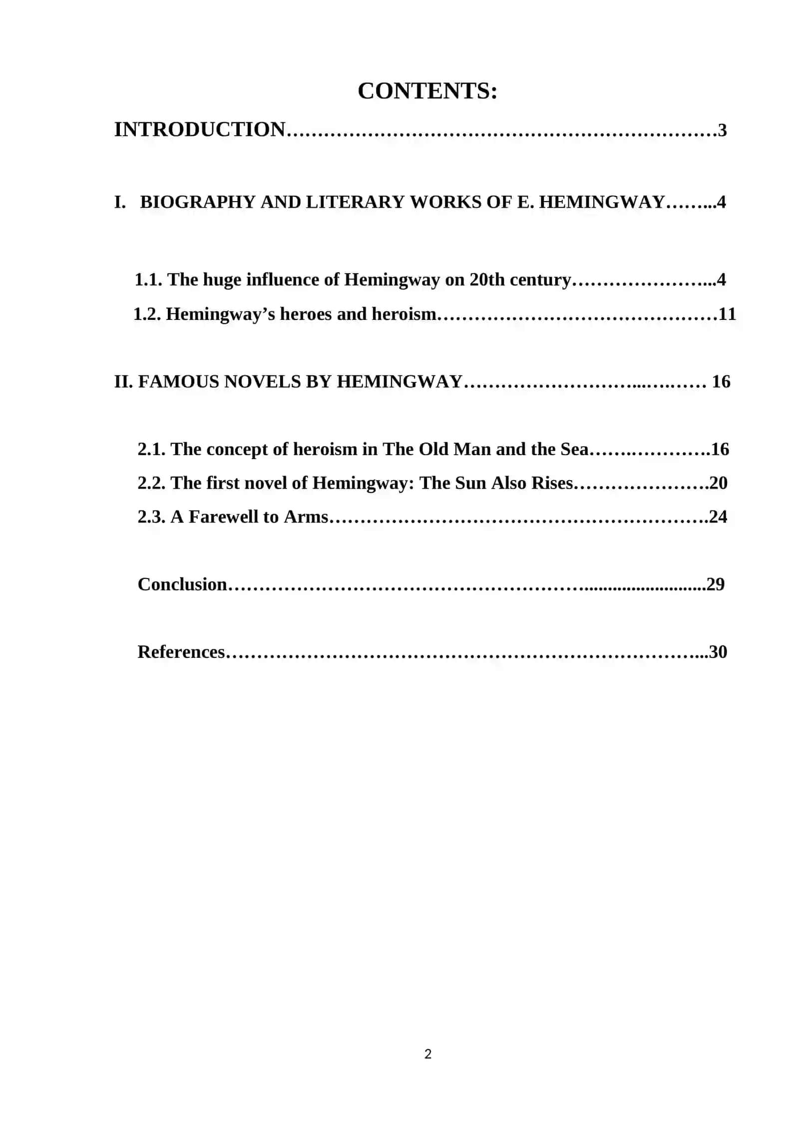 Course Paper: The Reflection of Heroism in the Novels of E. Hemingway 2