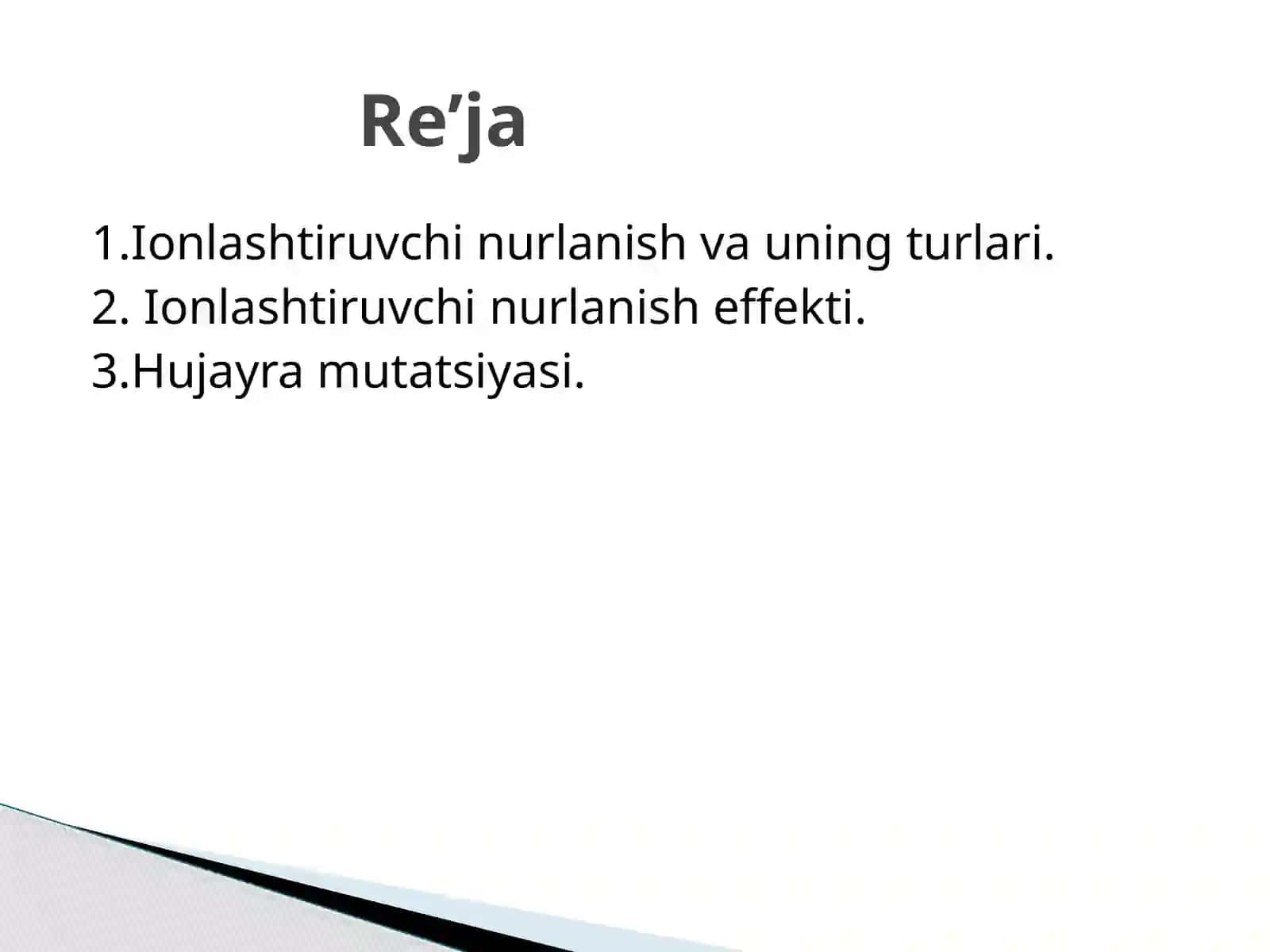 Ionlashtiruvchi nurlanishlarning biologik ta’siri | Fizika prezentatsiya PPT 2