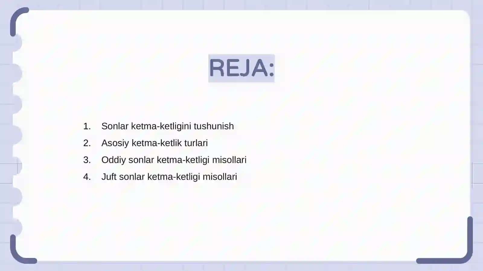 Sonlar ketma ketligiga doir misollar ishlash 2