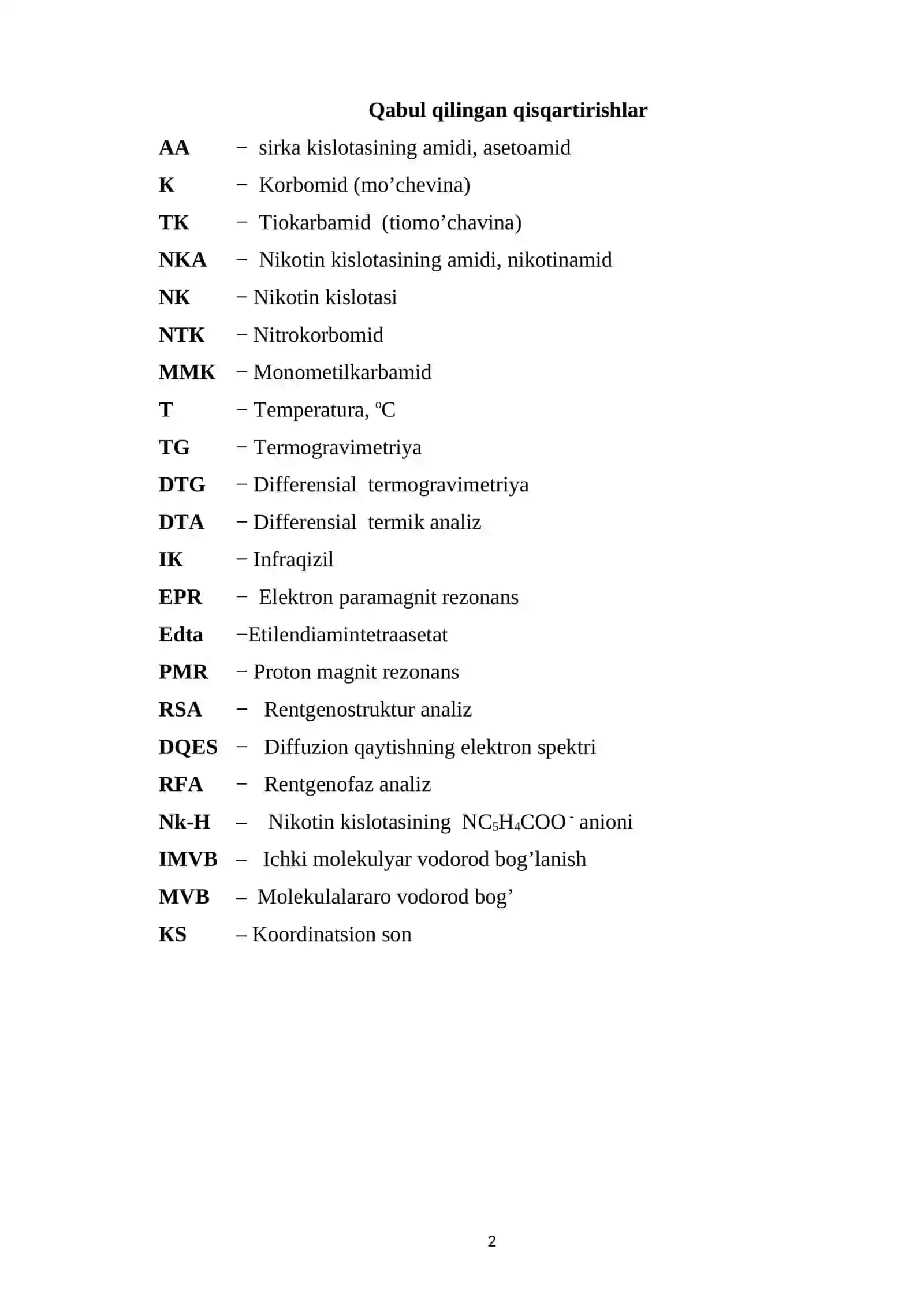 NI (II) nikotinatining koordinatsion birikmalarini mexanakimyoviy usulda olinishi 2