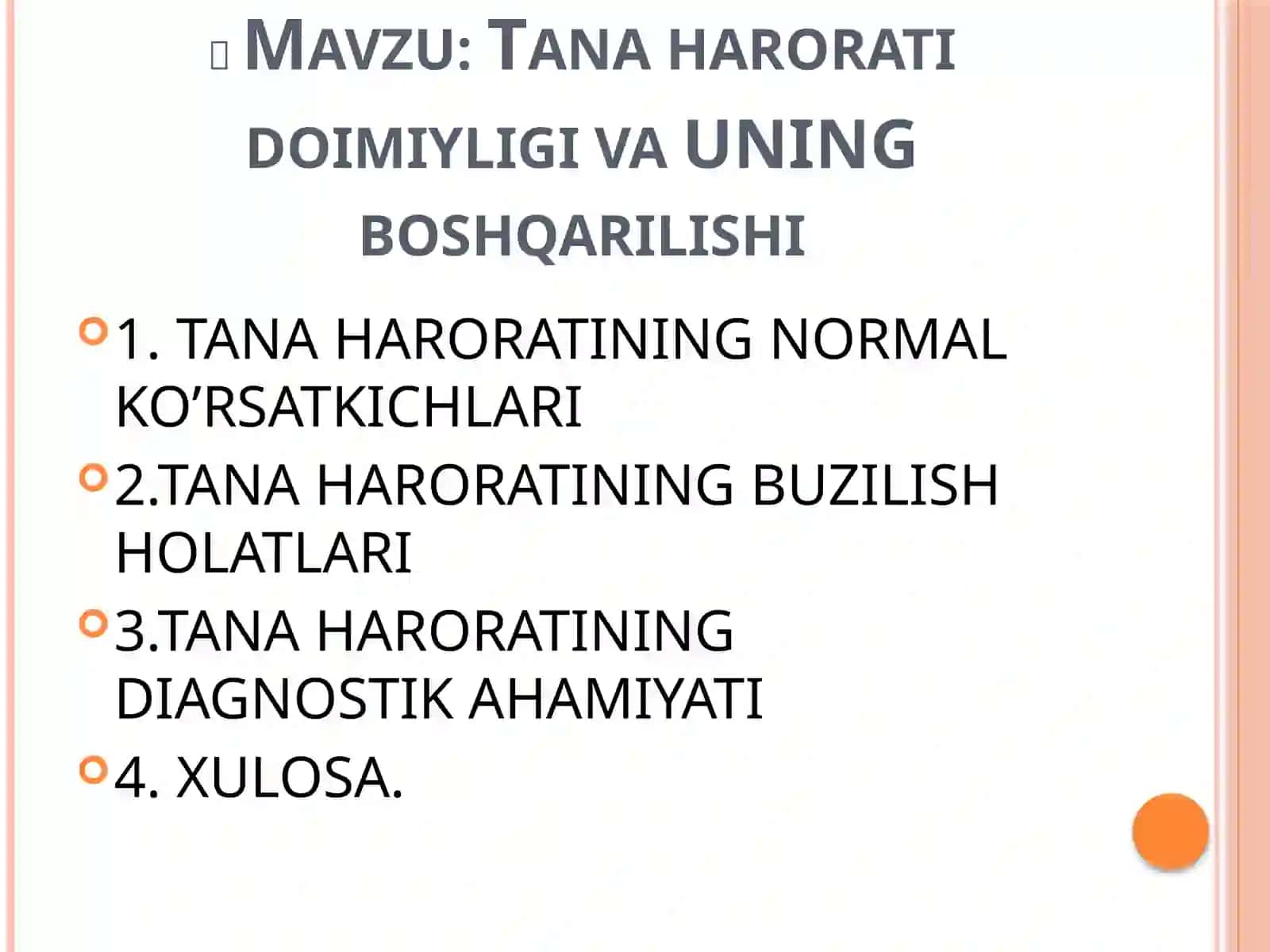 Tana harorati doimiyligi va uning boshqarilishi 2