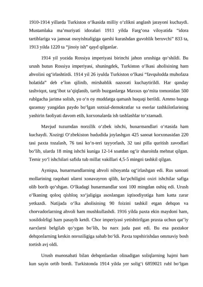 1916-yilgi qo'zg'aloni sabab va oqibatlari nimalardan iborat edi 2