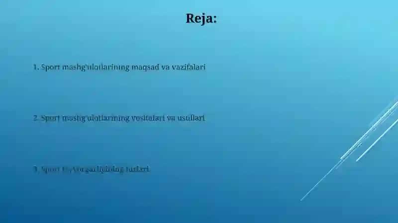 Sport mashgʻulotlarining maqsad,vazifalar, vosita, usullari tayyorgarlik turlar 2
