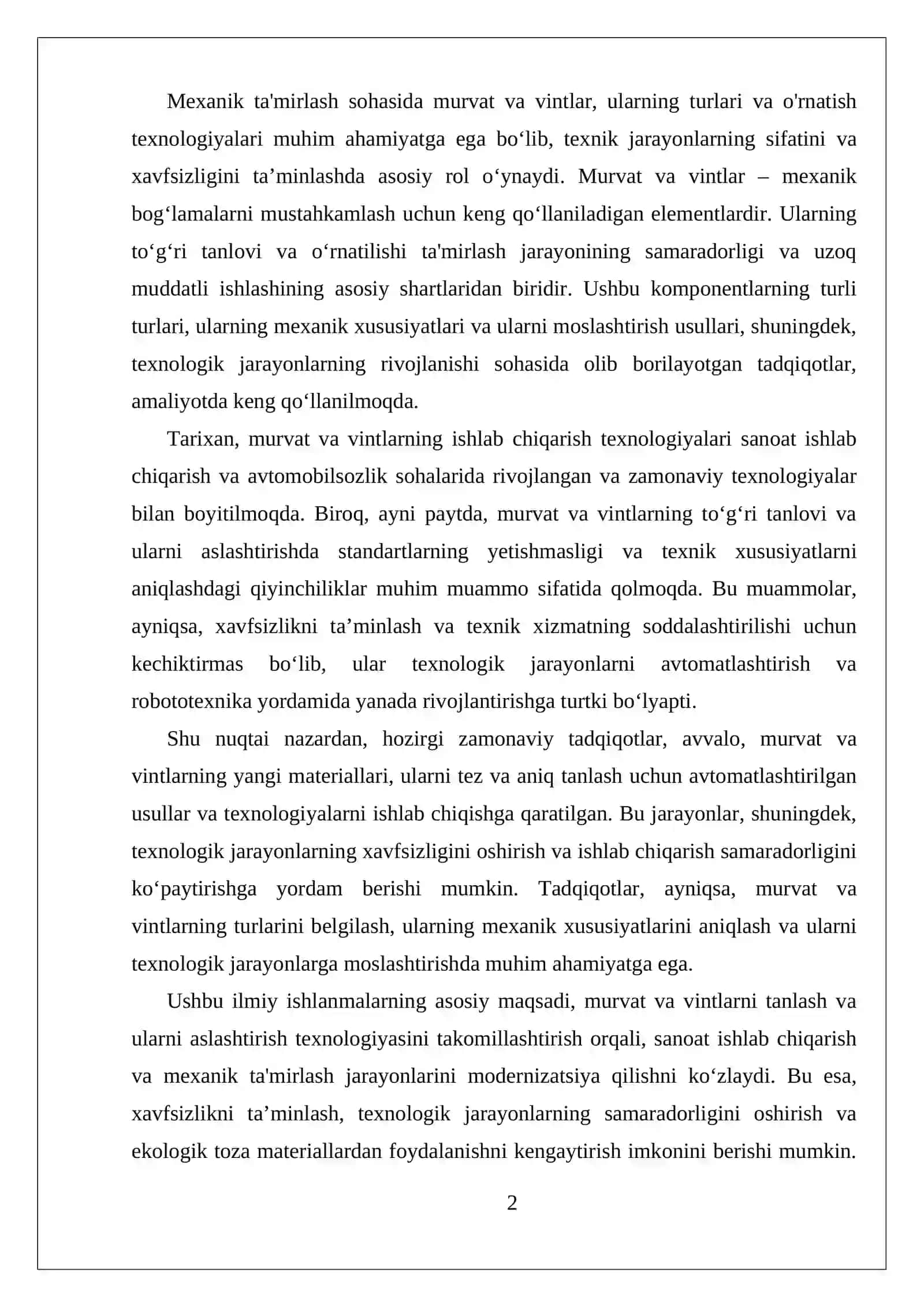 Murvat va vintlarning asosiy turlari va ularning xususiyatlari 2