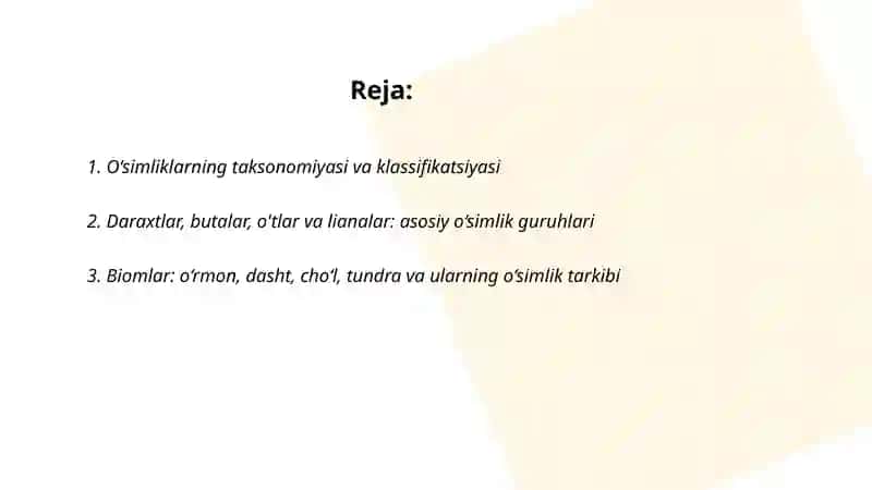 O‘simlik turkumlari va ularning tabiiy joylashishlari 2