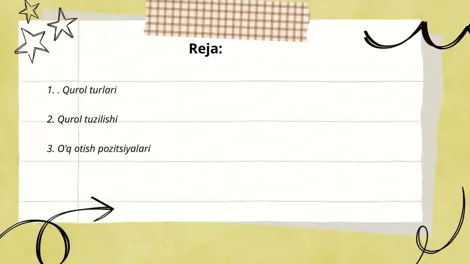 Quroldan otish asoslari va qoidalari mavzuni o'rganib kelish 2