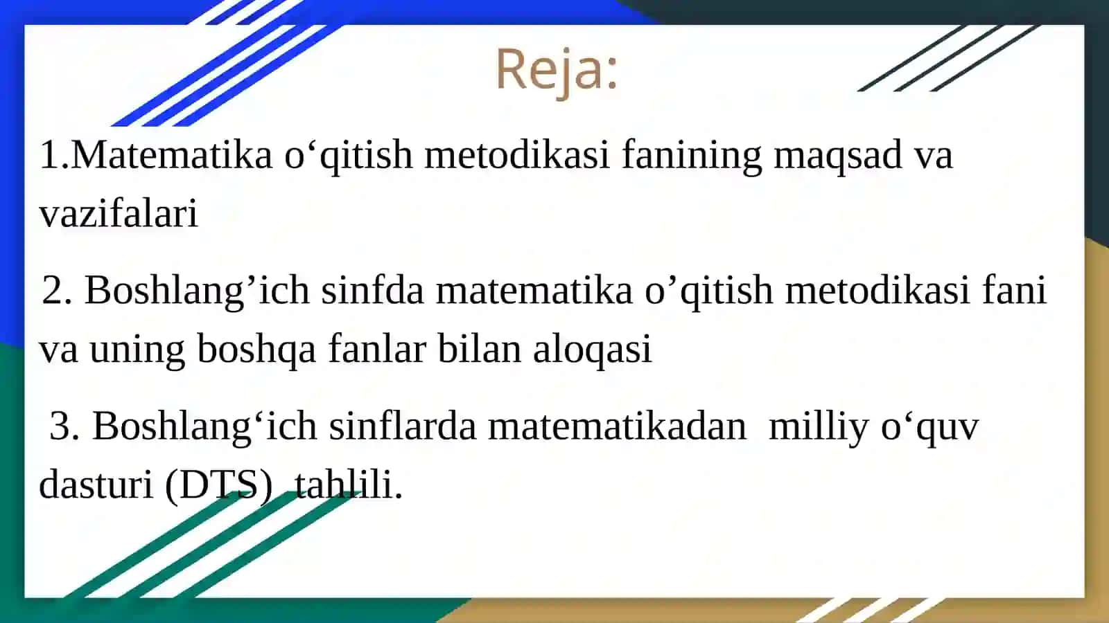 Boshlang‘ich sinflarda matematikadan milliy o‘quv dasturi (DTS) tahlili 2