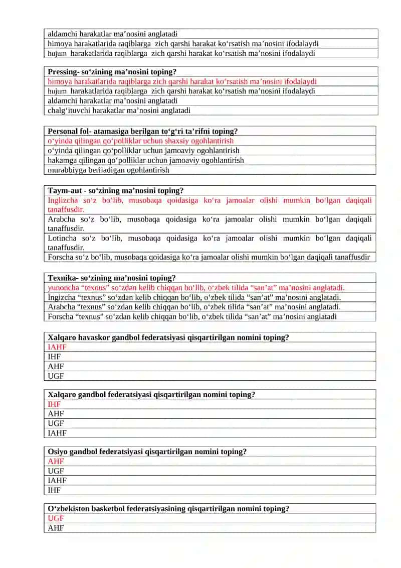 Sport o‘yinlari nazariyasi va uslubiyati 2