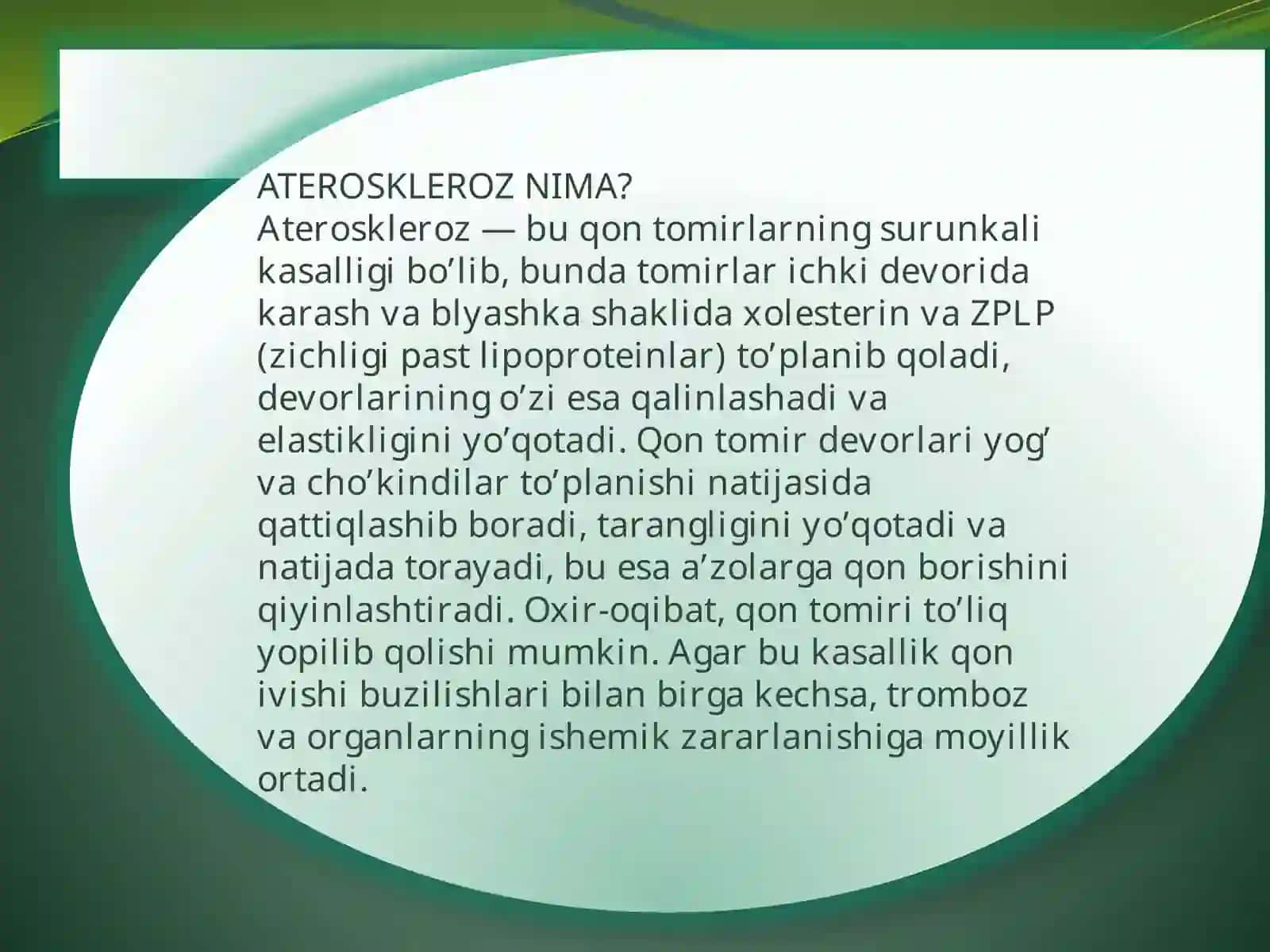 Aterosklerozning kelib chiqish mexanizmi 2