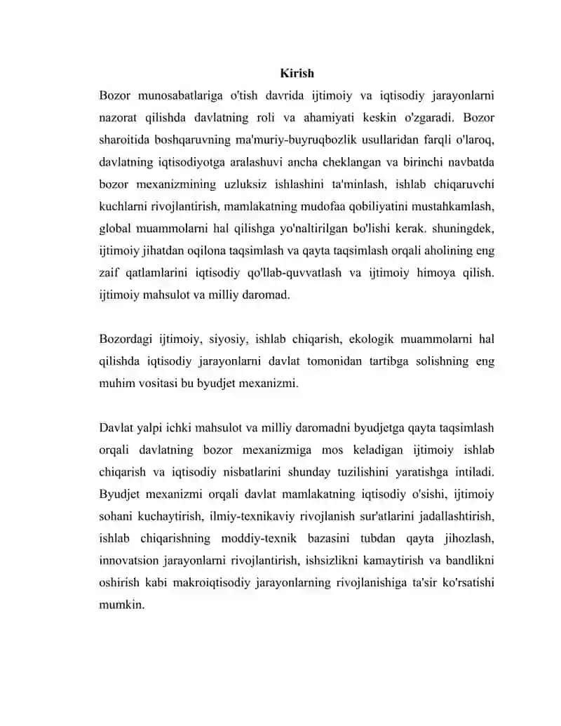 DAVLAT BUDJETI MOHIYATI VA FUNKSIYALARI 2
