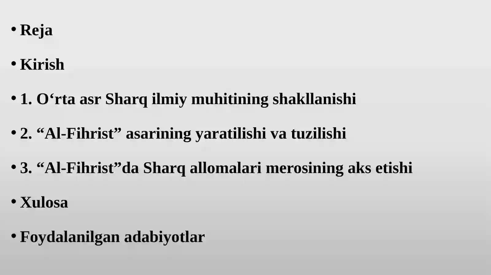 O‘rtaasr Sharq allomalari ilmiy merosini o‘rganishda Ibn an-Nadimning “al-Fihrist” asari o‘rni 2