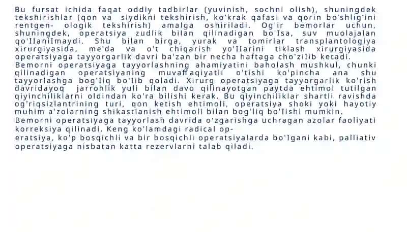BEMORNI OPERATSIYAGA TAYYORLASH 2