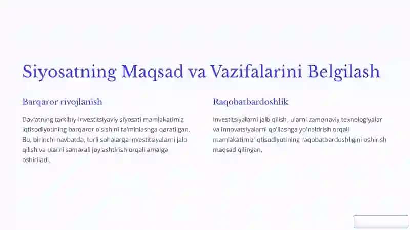 Davlatning Tarkibiy-Investitsiyaviy Siyosati 2