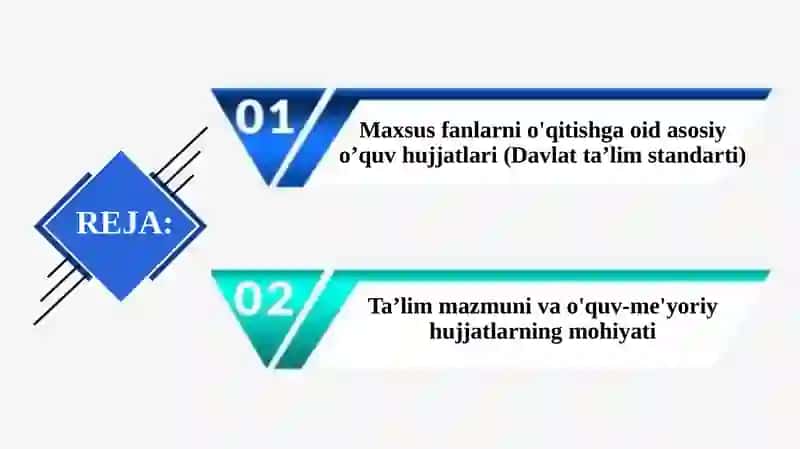 Maxsus fanlarni o'qitishning o'quv-me'yoriy hujjatlari 2