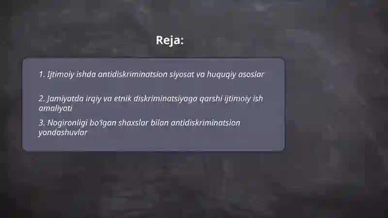 Ijtimoiy ishda antidiskriminatsion amaliyot 2