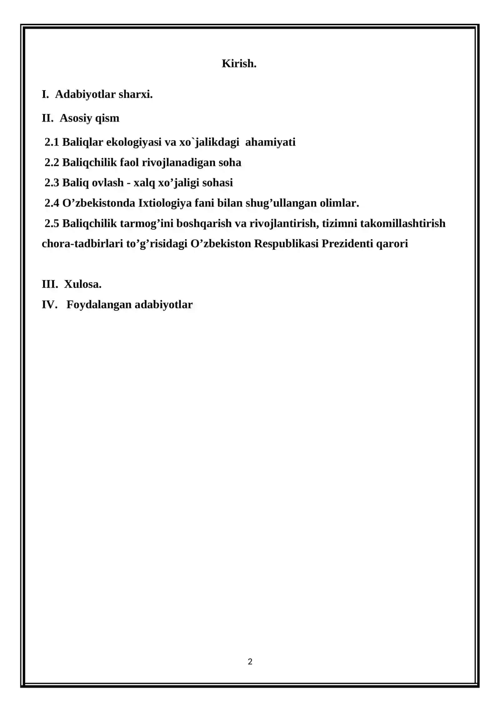 Baliqchilik xo’jalikida baliq yetishtirish muommolari 2