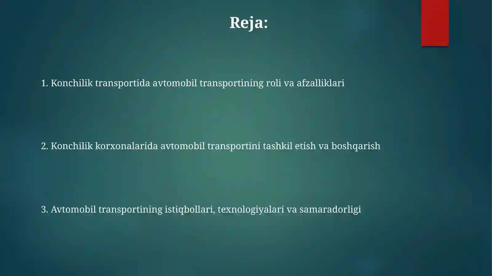 Avtomobil transportining kon-texnologik qollanish soxalari 2
