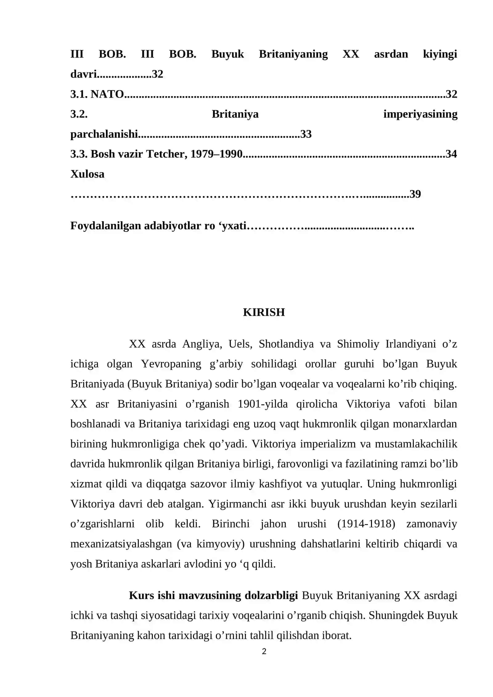 XX ASRDA BUYUK BRITANIYANING ICHKI VA TASHQI SIYOSATI 2