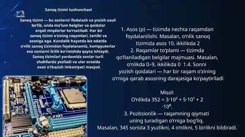 Sanoq tizimi tushunchasi va turlari 2