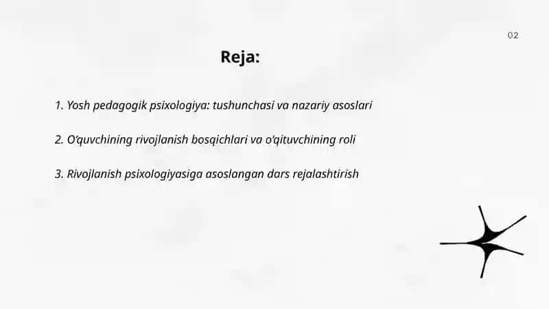 Yosh pedagogik psixologiyaning o'qituvchi faoliyatida tutgan o‘rni ma'ruza taqdimoti 2