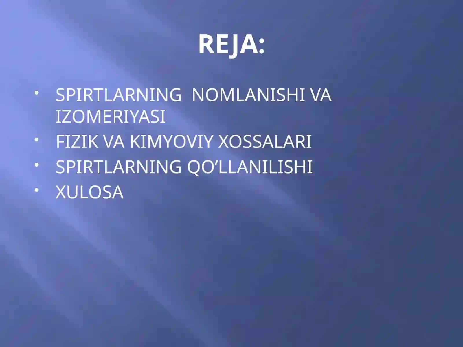SPIRTLARNING XOSSALARI VA AHAMIYATI. NATRIY ALKOGOLYATNING OLINISHI. ETIL SPIRTINI OKSIDLASH 2
