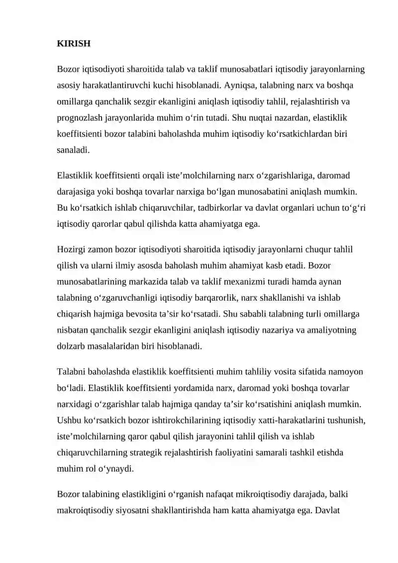 Elastiklik Koeffitsienti Yordamida Bozor Talabini Baholash 2