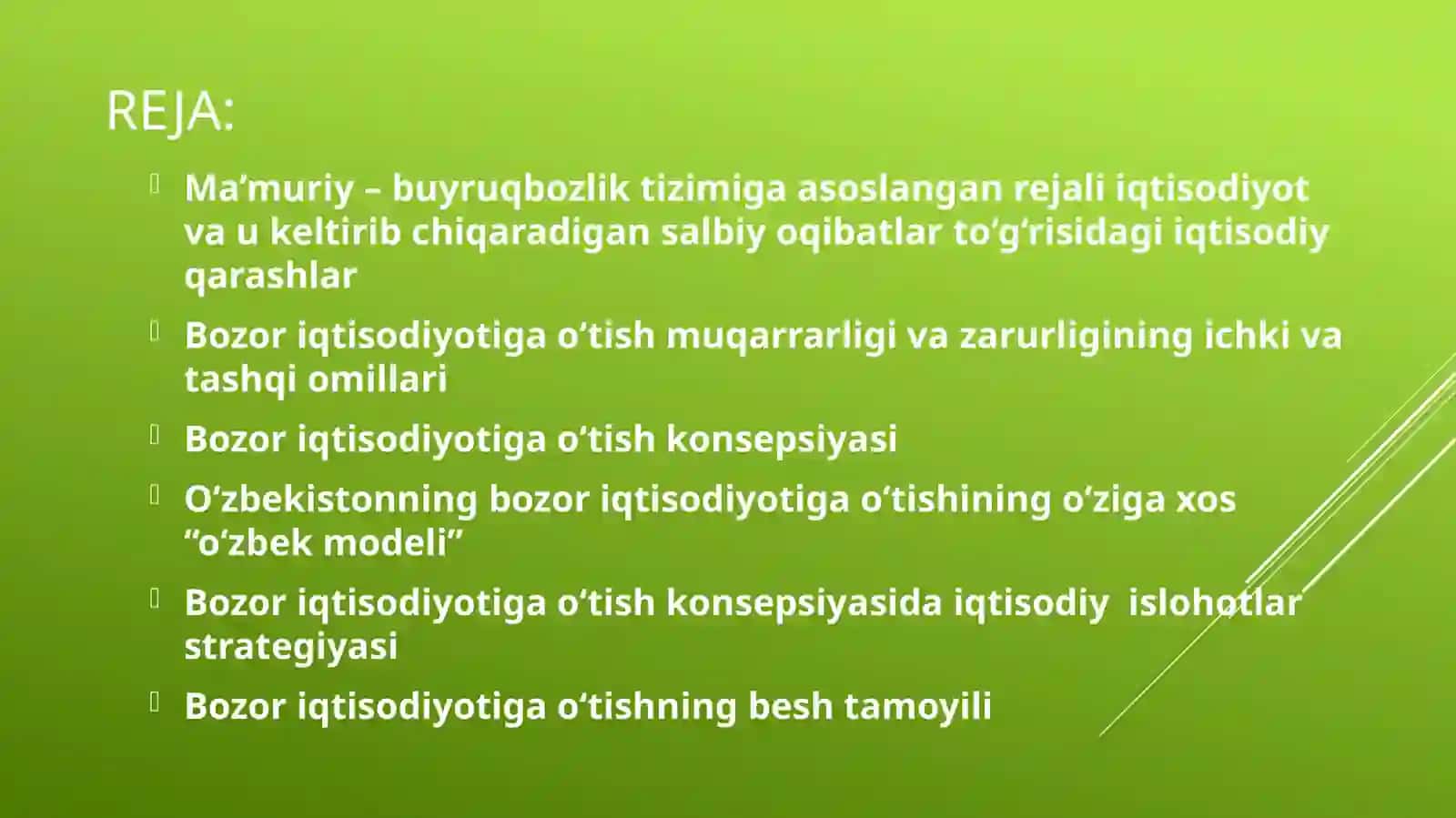 Bozor iqtisodiyotiga o‘tish muqarrarligi va zarurligining ichki va tashqi omillari 2