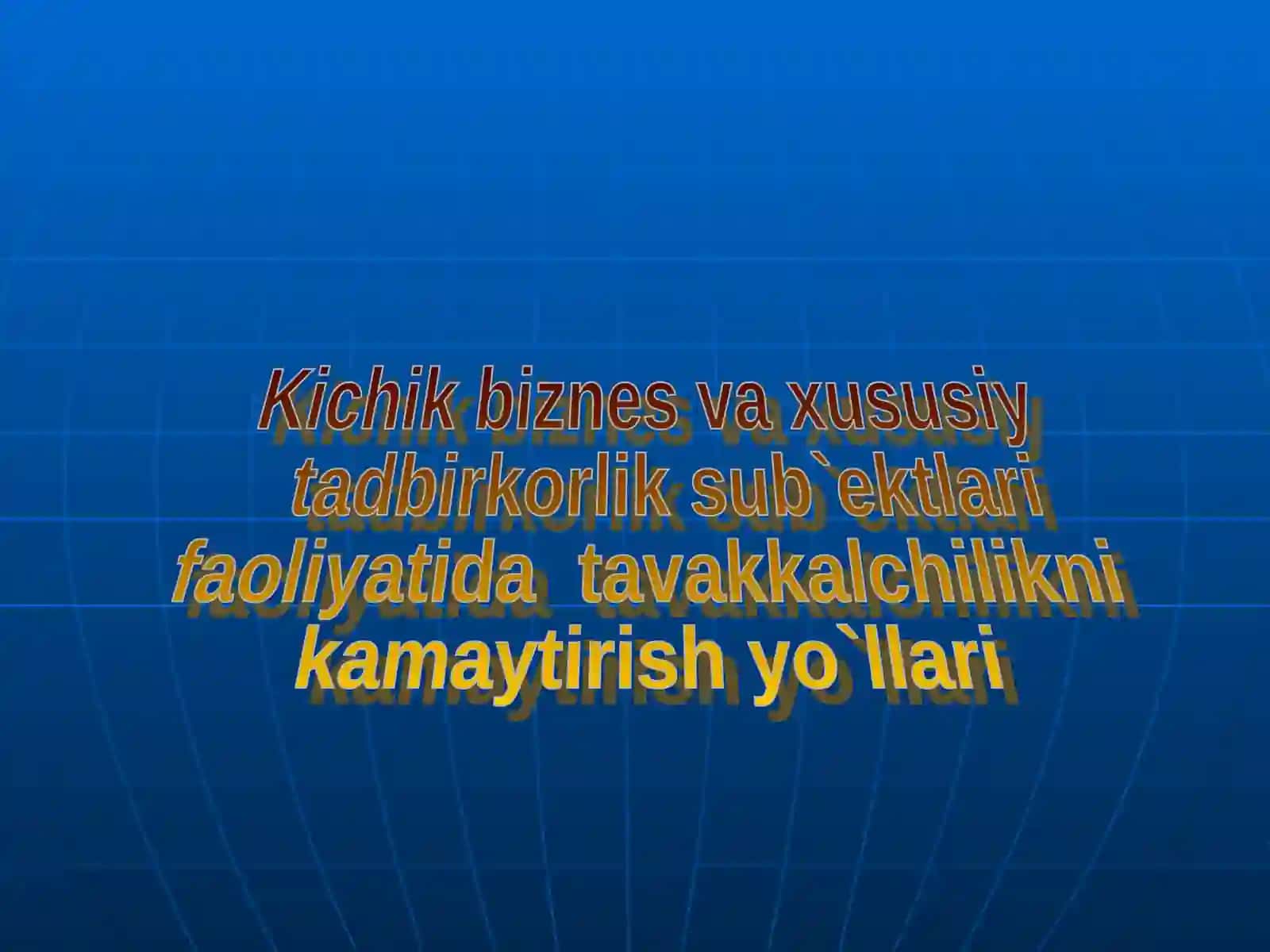 Kichik biznes va xususiy tadbirkorlik 2