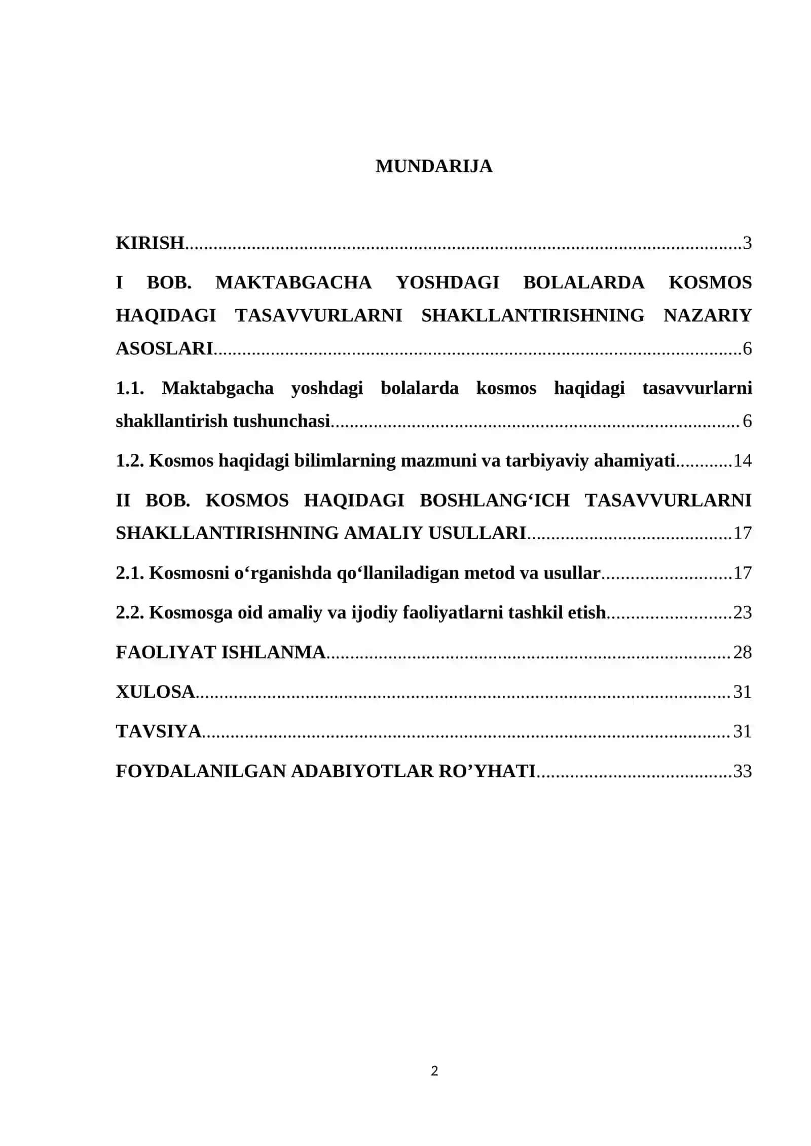 Kosmos haqidagi boshlangʻich tasavvurlarni shakllantirish usullari 2