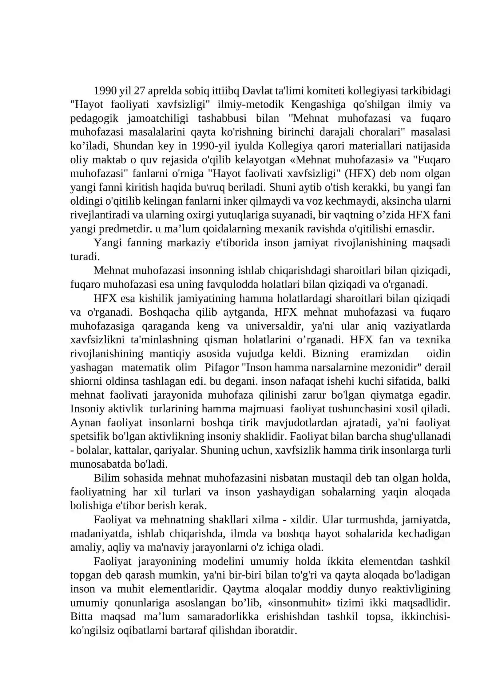 Hayot faoliyati xavfsizligi asoslari 2