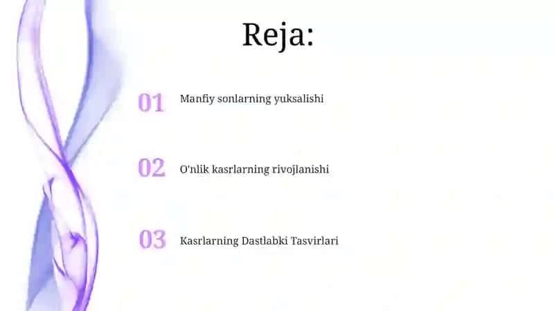 O'nlik kasrlar va manfiy sonlar 2