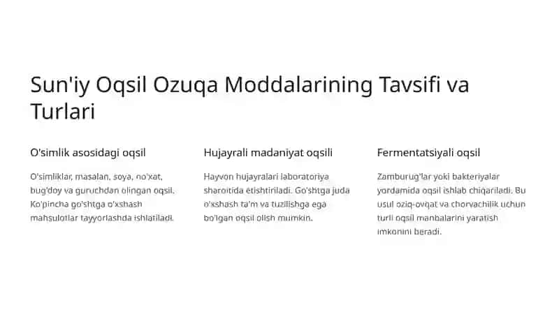 Sun'iy Oqsil Ozuqa Moddalari: Kelgusidagi Imkoniyatlar 2