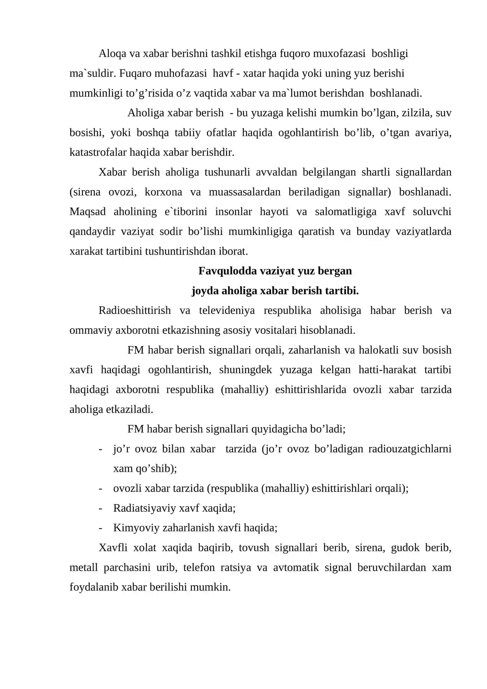 Xаbаr berish signаllаri vа ulаrgа binoаn аholining xаtti- xаrаkаtlаri 2