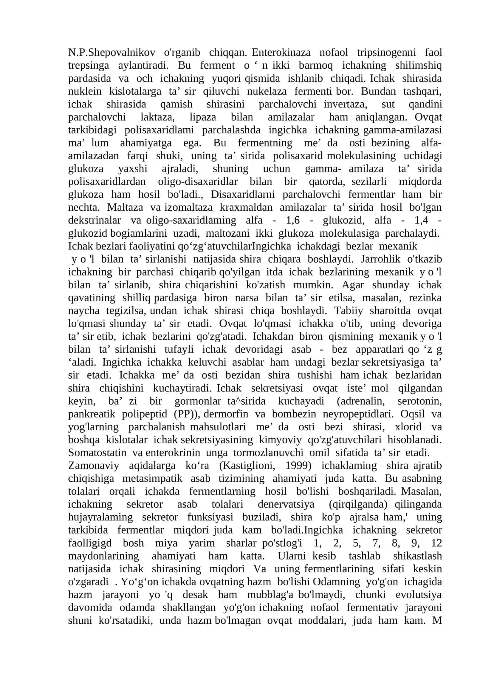 Ingichka va yo’g’on ichakda ovqat hazm bo’lishi 2