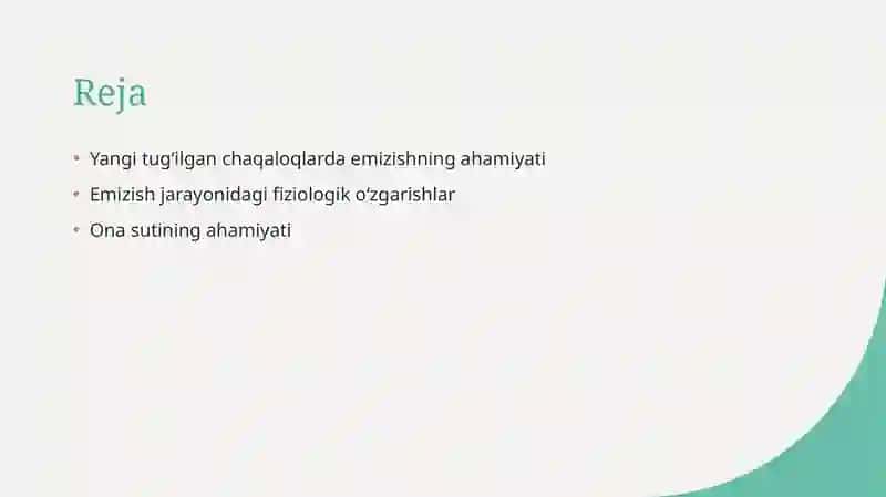 Chaqaloqlarda fiziologik davr:koʻkrak bilan boqish 2