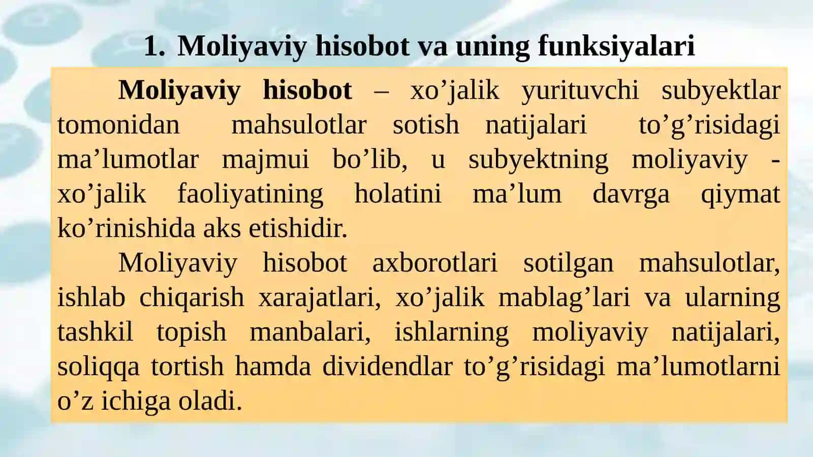 Moliyaviy hisobotning tuzilishi 2