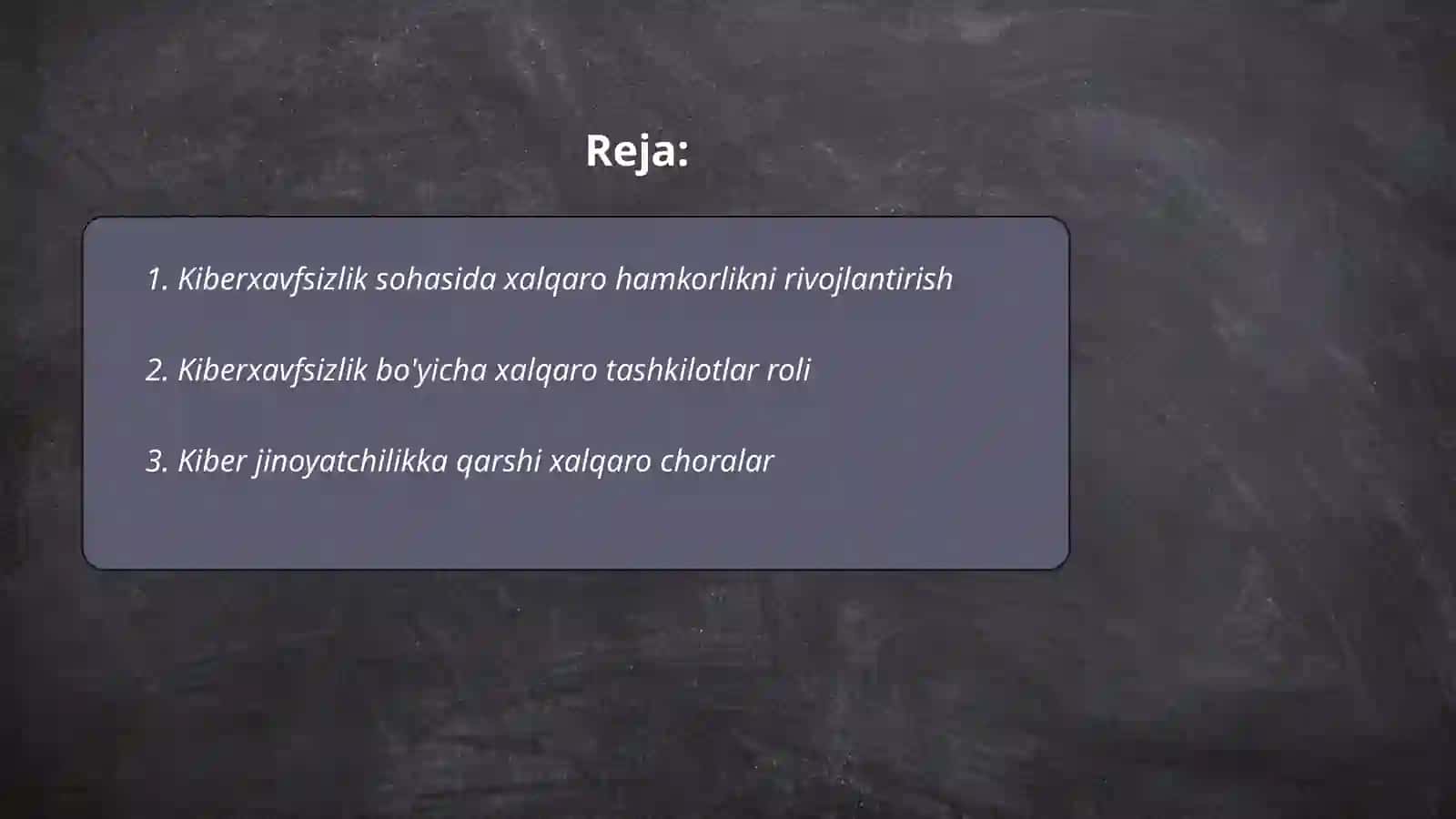 Kiberxavfsizlik sohasidagi xalqaro hamkorlik, kiberxavfsizlikka tahdid va muammolar 2